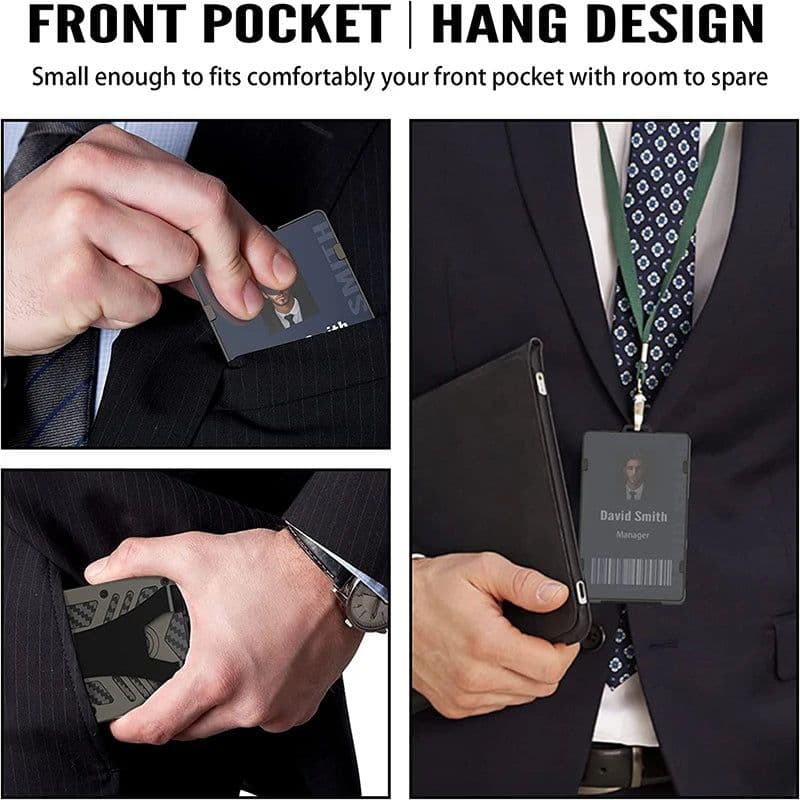 image-Tactical Wallets with Clear ID Badge Holder RFID Blocking - EDC Aluminum Metal Wallet Credit Card Holder with Money Clip