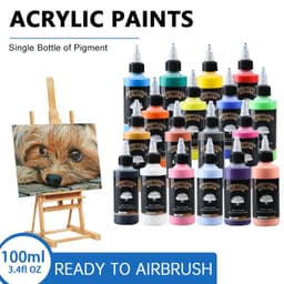 image-SAGUD Air Brush Waterborne Acrylic Paint 18 Colors DIY Handmade 100 ML/Bottle Airbrush Ink for Modeling Art Textile Shoes Wood