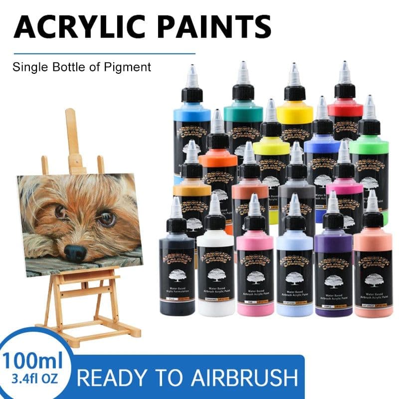 image-SAGUD Air Brush Waterborne Acrylic Paint 18 Colors DIY Handmade 100 ML/Bottle Airbrush Ink for Modeling Art Textile Shoes Wood