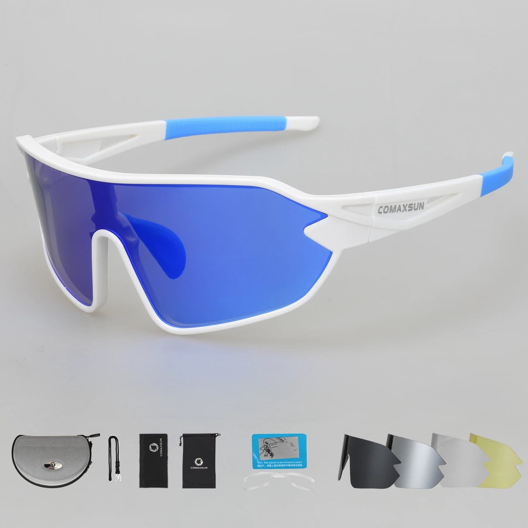 image-COMAXSUN Professional Polarized Cycling Glasses Bike Goggles Outdoor Sports Bicycle Sunglasses UV 400 With 5 Lens TR90 2 Style