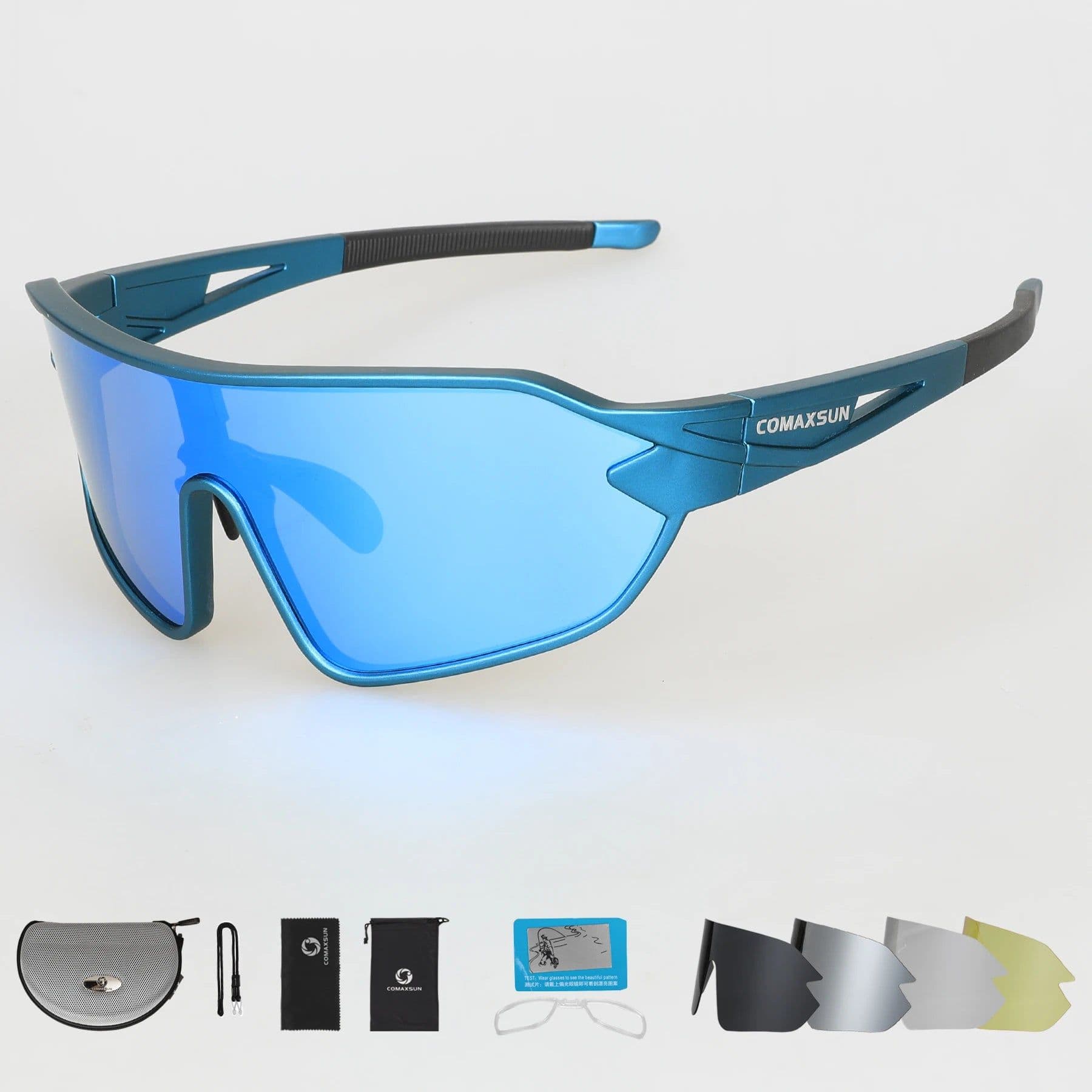image-COMAXSUN Professional Polarized Cycling Glasses Bike Goggles Outdoor Sports Bicycle Sunglasses UV 400 With 5 Lens TR90 2 Style