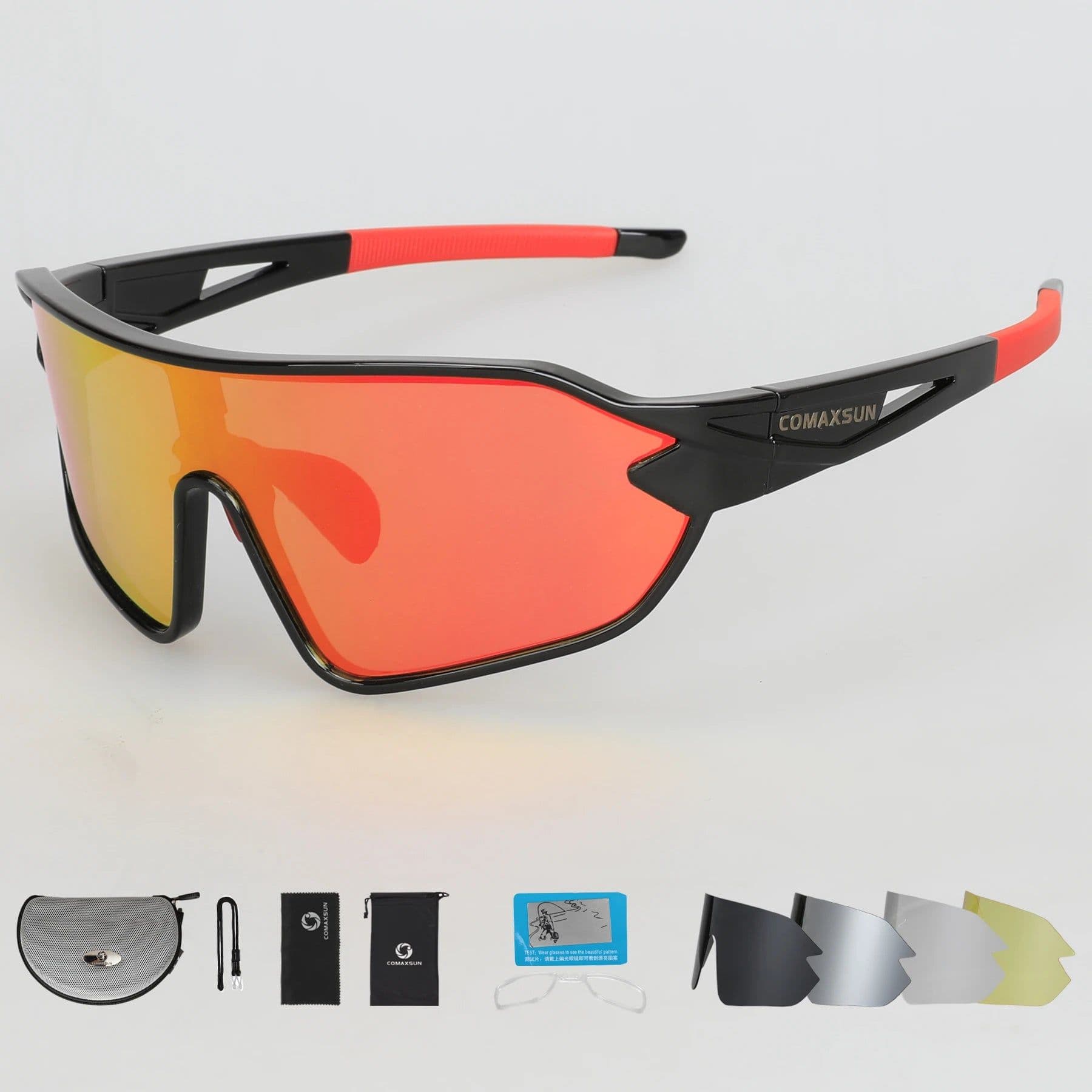 image-COMAXSUN Professional Polarized Cycling Glasses Bike Goggles Outdoor Sports Bicycle Sunglasses UV 400 With 5 Lens TR90 2 Style
