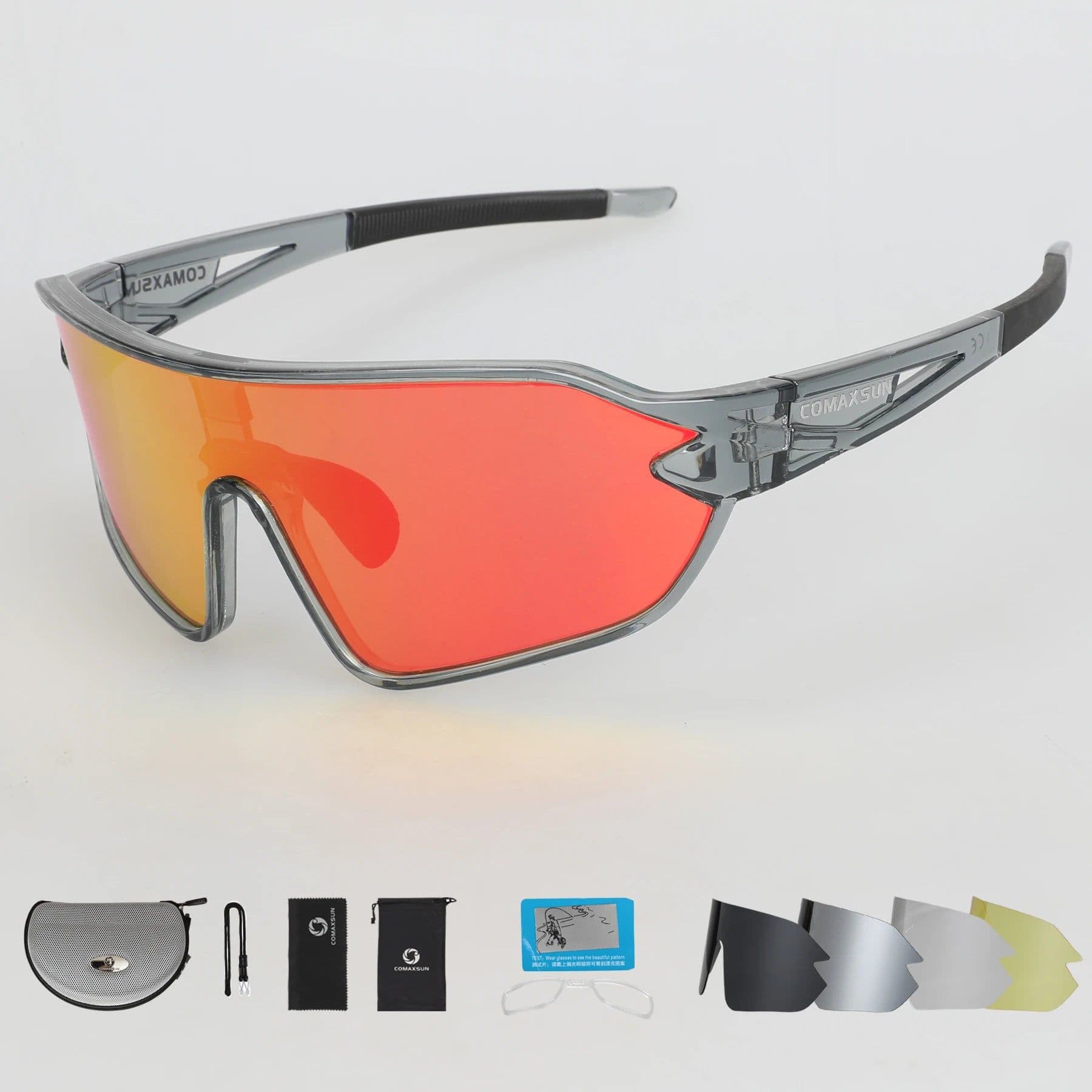 image-COMAXSUN Professional Polarized Cycling Glasses Bike Goggles Outdoor Sports Bicycle Sunglasses UV 400 With 5 Lens TR90 2 Style
