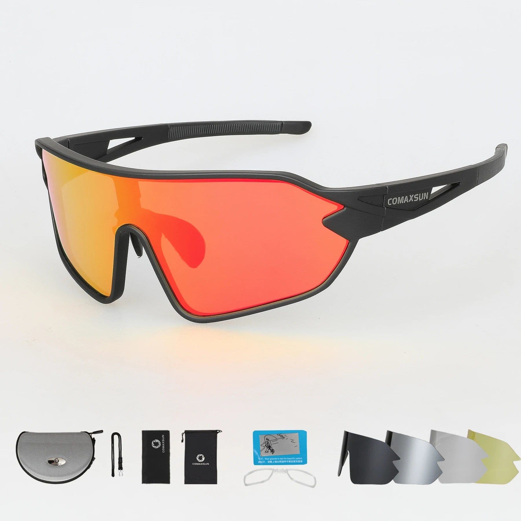 image-COMAXSUN Professional Polarized Cycling Glasses Bike Goggles Outdoor Sports Bicycle Sunglasses UV 400 With 5 Lens TR90 2 Style