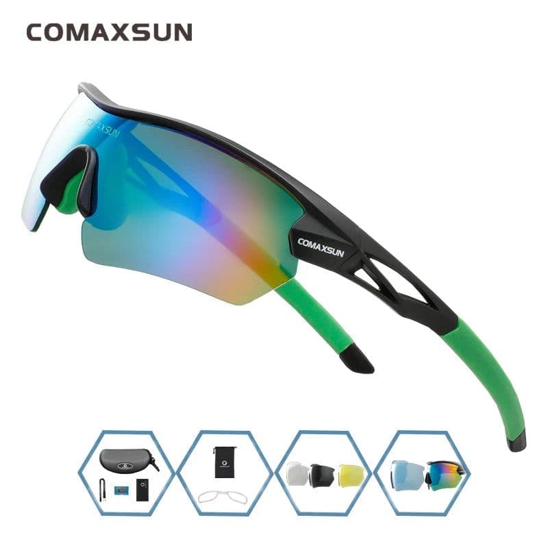 image-COMAXSUN Professional Polarized Cycling Glasses Bike Goggles Outdoor Sports Bicycle Sunglasses UV 400 With 5 Lens TR90 2 Style