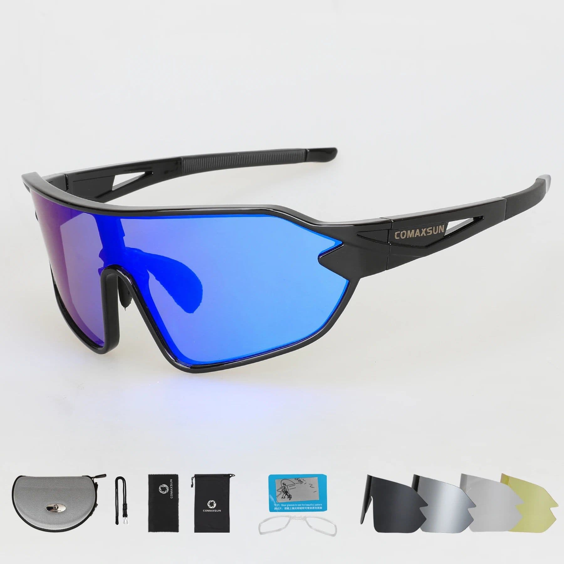 image-COMAXSUN Professional Polarized Cycling Glasses Bike Goggles Outdoor Sports Bicycle Sunglasses UV 400 With 5 Lens TR90 2 Style