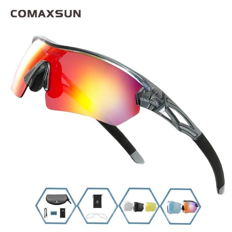 image-COMAXSUN Professional Polarized Cycling Glasses Bike Goggles Outdoor Sports Bicycle Sunglasses UV 400 With 5 Lens TR90 2 Style