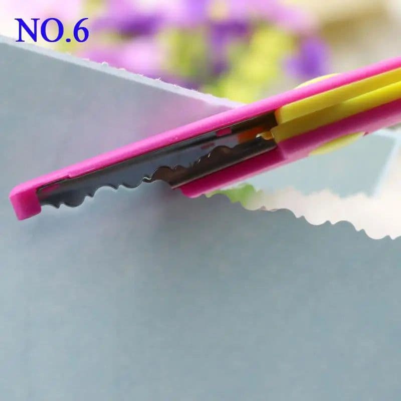 image-1 Pc Handmade Children DIY 6 Patterns Album Lace Scissors Card Photo Pattern Scissors Cartoons Lace Scissors