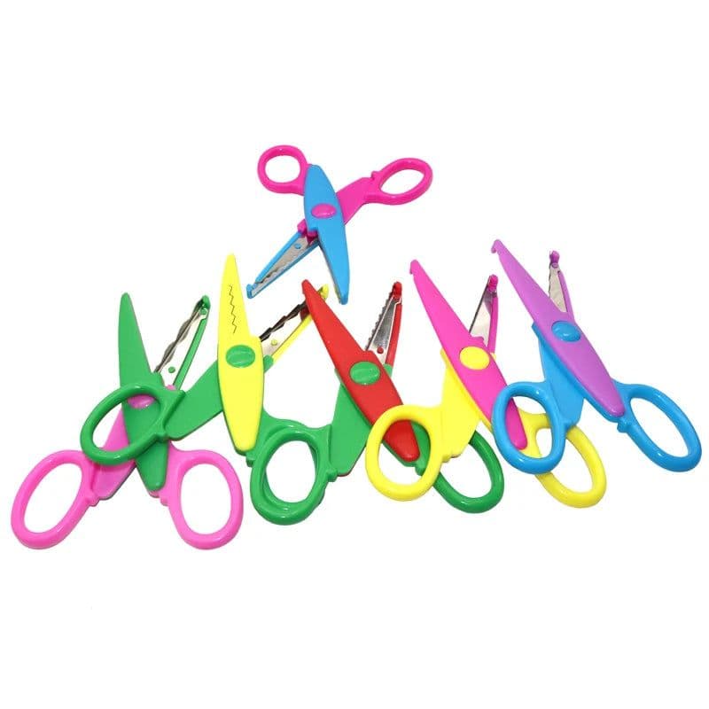 image-1 Pc Handmade Children DIY 6 Patterns Album Lace Scissors Card Photo Pattern Scissors Cartoons Lace Scissors