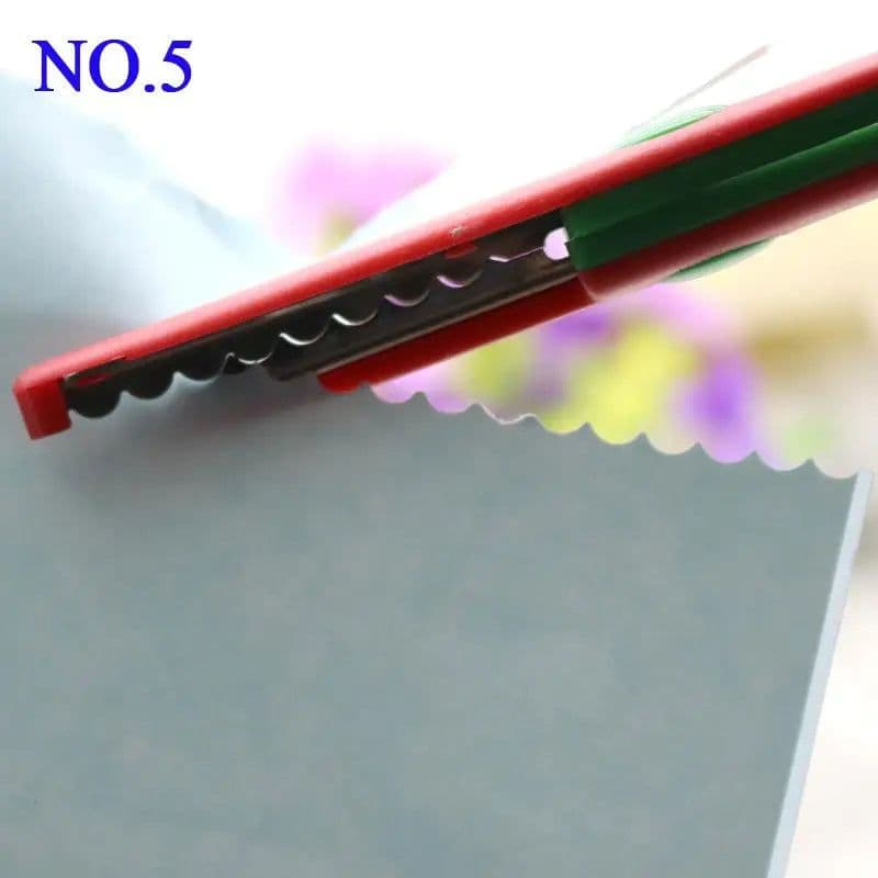 image-1 Pc Handmade Children DIY 6 Patterns Album Lace Scissors Card Photo Pattern Scissors Cartoons Lace Scissors