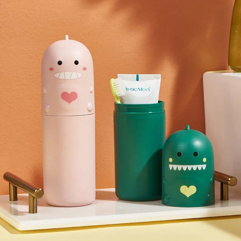 image-Cute Portable Toothbrush Holder Box Travel Toothbrush Cup Mouthwash Cup Toothpaste Storage Container Bathroom Outdoor Supplies