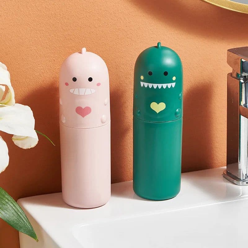 image-Cute Portable Toothbrush Holder Box Travel Toothbrush Cup Mouthwash Cup Toothpaste Storage Container Bathroom Outdoor Supplies