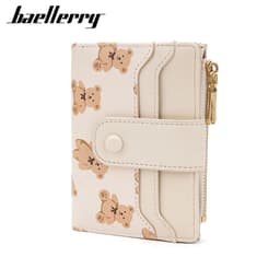 image-Women Short Wallets PU Leather Female Bifold Purses Cute Bear Card Holder Wallet for Girl Small Zipper Wallet with Coin Purse
