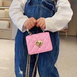 image-Women Handbag Faux Pearl Handle Golden Love Heart Detachable Metal Chain Mini Elegant Girl Single Shoulder Bag Purse