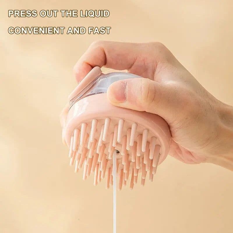 image-Dog Shower Brush,Pet Dog Grooming Massage Bath Cleaning Brush with Shampoo Dispenser for Long Hair Dogs and Cats Shower