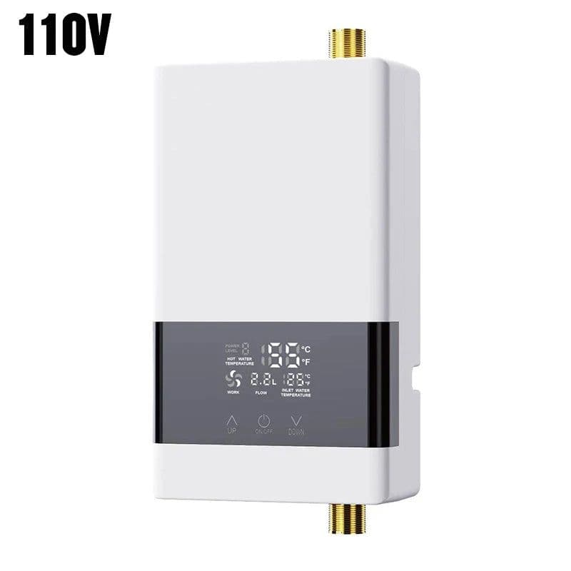 image-110V/220V Instant Water Heater Bathroom Kitchen Wall Mounted Electric Water Heater LCD Temperature Display with Remote Control