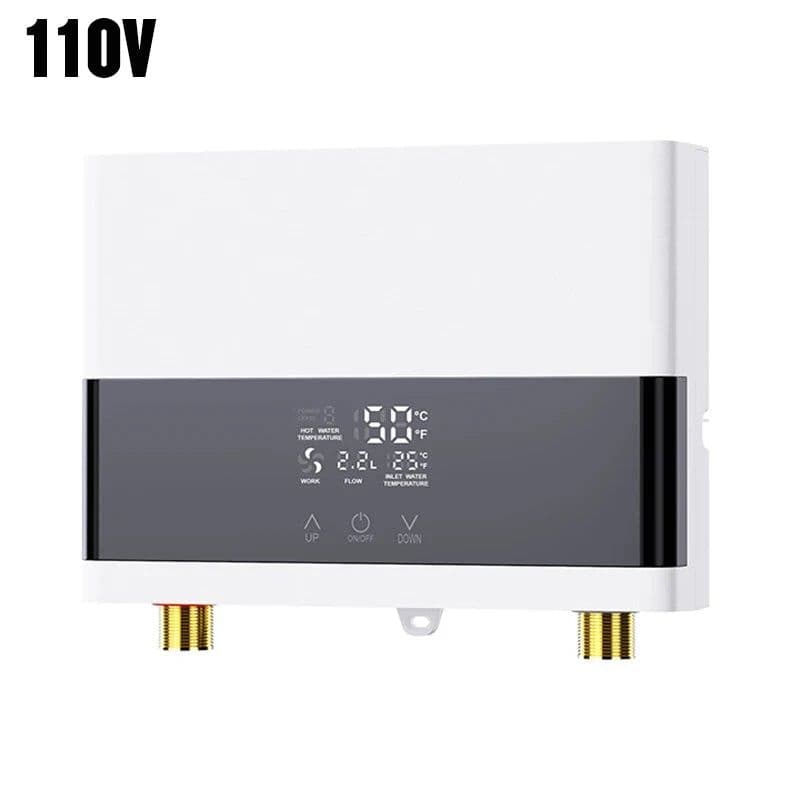 image-110V/220V Instant Water Heater Bathroom Kitchen Wall Mounted Electric Water Heater LCD Temperature Display with Remote Control