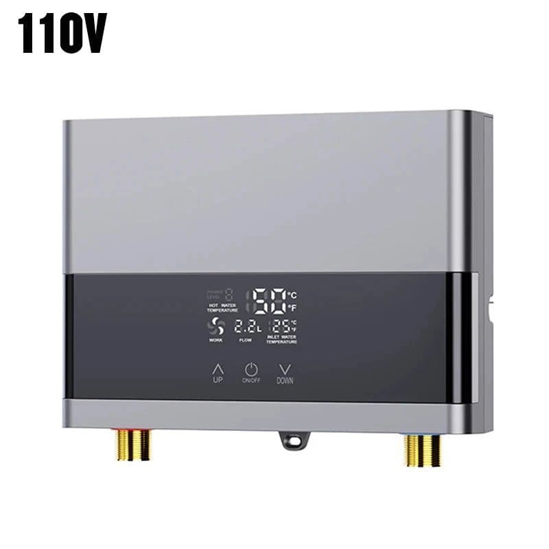 image-110V/220V Instant Water Heater Bathroom Kitchen Wall Mounted Electric Water Heater LCD Temperature Display with Remote Control