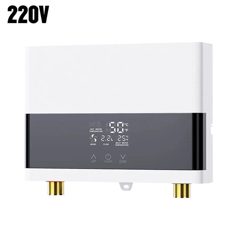 image-110V/220V Instant Water Heater Bathroom Kitchen Wall Mounted Electric Water Heater LCD Temperature Display with Remote Control