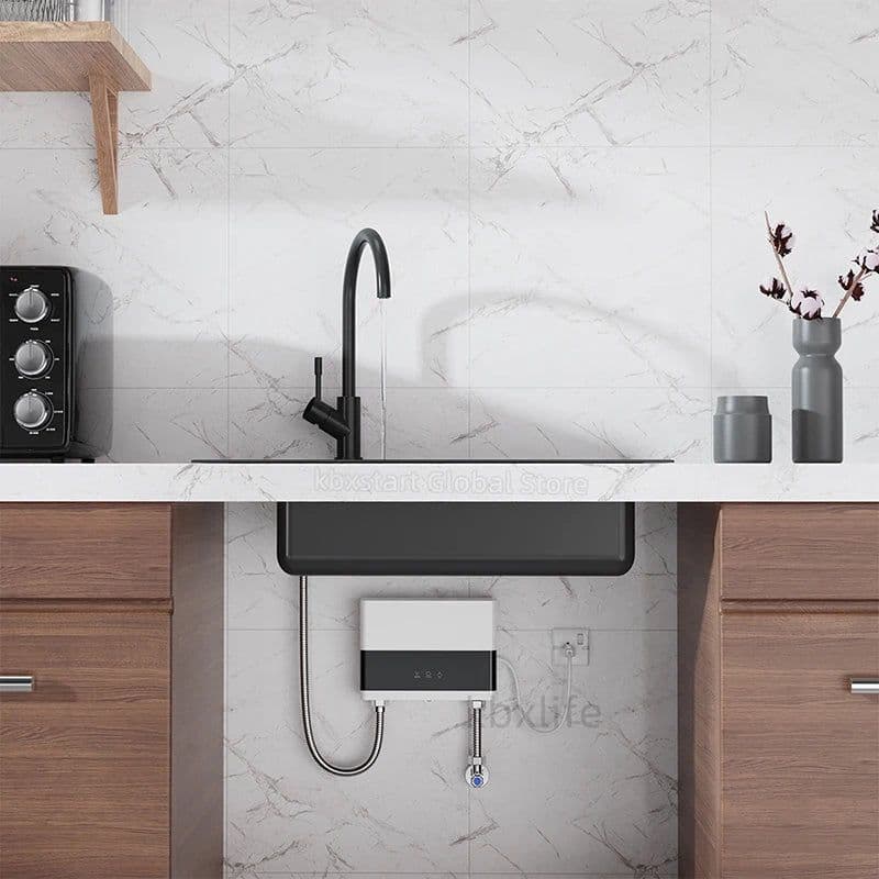 image-110V/220V Instant Water Heater Bathroom Kitchen Wall Mounted Electric Water Heater LCD Temperature Display with Remote Control