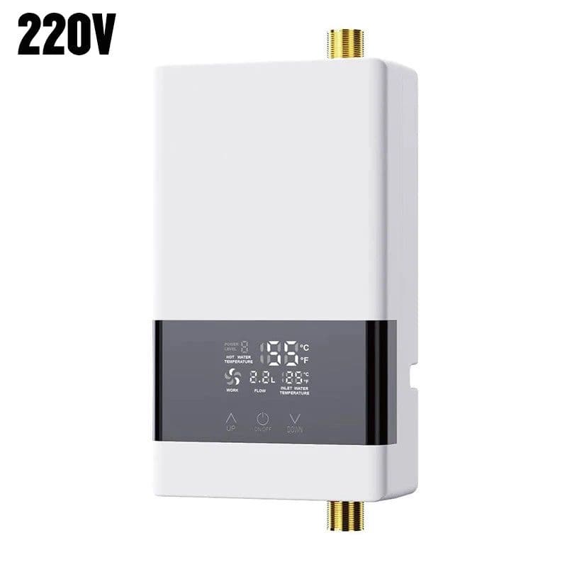 image-110V/220V Instant Water Heater Bathroom Kitchen Wall Mounted Electric Water Heater LCD Temperature Display with Remote Control