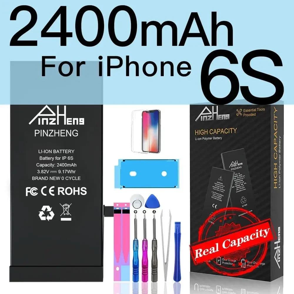 image-PINZHENG Real High Capacity Battery For iPhone 5S SE 6 6S 7 8 Plus X Xr Xs Max Phone Replacement Bateria Warranty One Year
