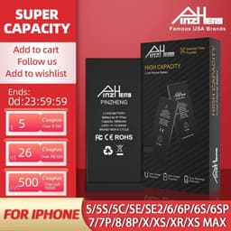 image-PINZHENG Real High Capacity Battery For iPhone 5S SE 6 6S 7 8 Plus X Xr Xs Max Phone Replacement Bateria Warranty One Year