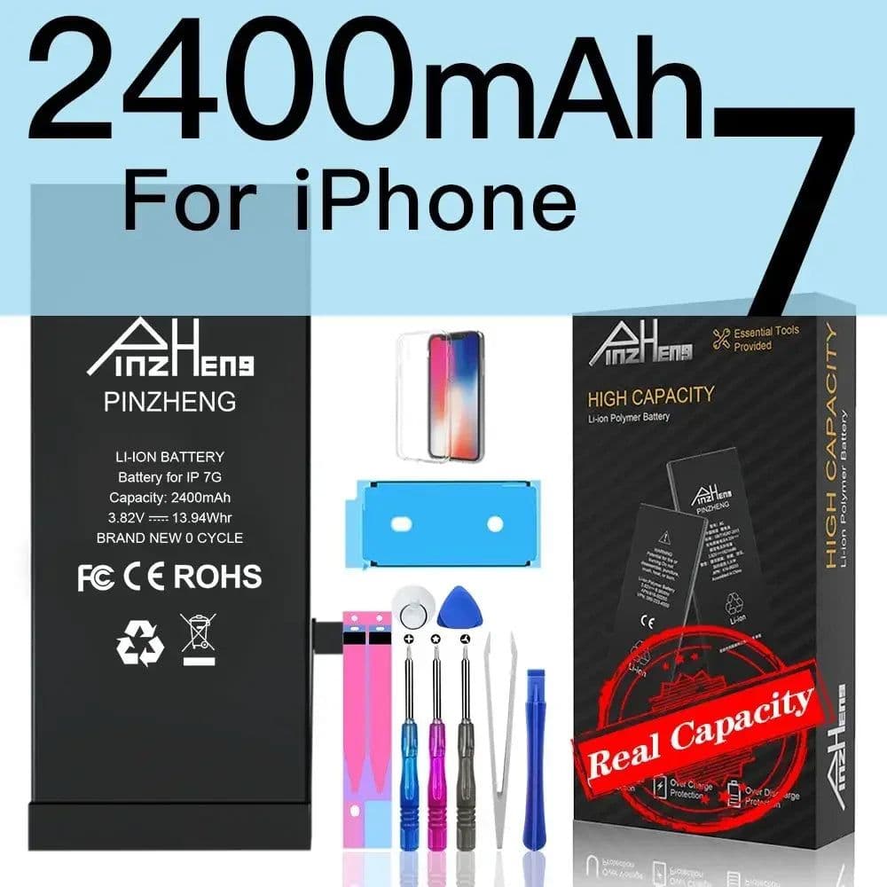 image-PINZHENG Real High Capacity Battery For iPhone 5S SE 6 6S 7 8 Plus X Xr Xs Max Phone Replacement Bateria Warranty One Year