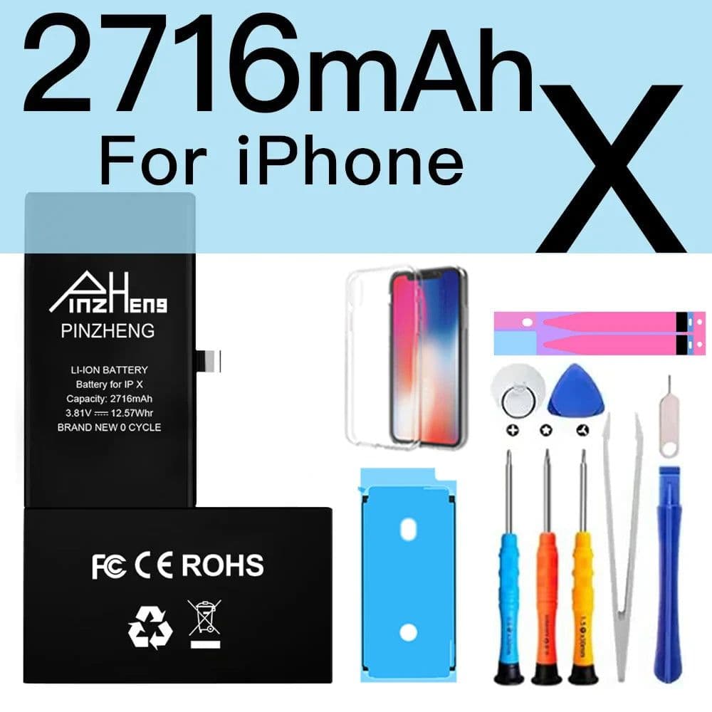 image-PINZHENG Real High Capacity Battery For iPhone 5S SE 6 6S 7 8 Plus X Xr Xs Max Phone Replacement Bateria Warranty One Year