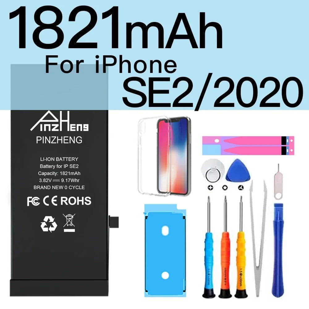 image-PINZHENG Real High Capacity Battery For iPhone 5S SE 6 6S 7 8 Plus X Xr Xs Max Phone Replacement Bateria Warranty One Year