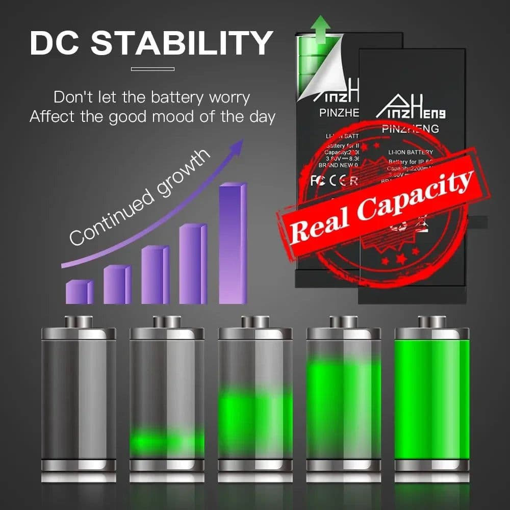 image-PINZHENG Real High Capacity Battery For iPhone 5S SE 6 6S 7 8 Plus X Xr Xs Max Phone Replacement Bateria Warranty One Year