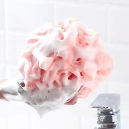 image-Colorful Mesh Pouf Shower Sponge With Loofah And Shower Ball Soft And Gentle On Skin Perfect For Bathing And Showering
