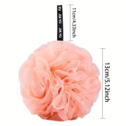 image-Colorful Mesh Pouf Shower Sponge With Loofah And Shower Ball Soft And Gentle On Skin Perfect For Bathing And Showering