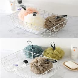 image-Colorful Mesh Pouf Shower Sponge With Loofah And Shower Ball Soft And Gentle On Skin Perfect For Bathing And Showering
