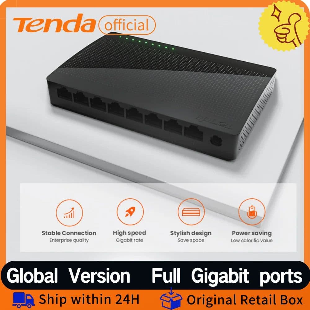 image-Tenda Gigabit ethernet Swicth 8ports internet Network Switch 10/100/1000Mbps 5ports Smart Switcher Fast Soho Switch