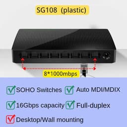 image-Tenda Gigabit ethernet Swicth 8ports internet Network Switch 10/100/1000Mbps 5ports Smart Switcher Fast Soho Switch