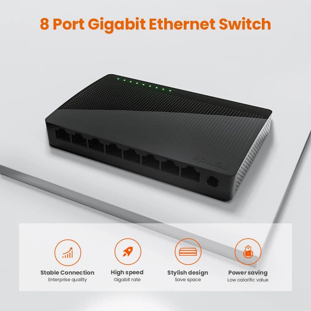 image-Tenda Gigabit ethernet Swicth 8ports internet Network Switch 10/100/1000Mbps 5ports Smart Switcher Fast Soho Switch