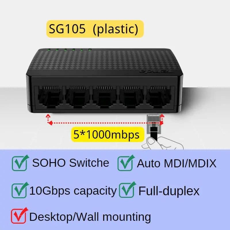 image-Tenda Gigabit ethernet Swicth 8ports internet Network Switch 10/100/1000Mbps 5ports Smart Switcher Fast Soho Switch