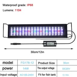 image-30-60cm Aquarium 24/7 Full Spectrum Lighting LED Light With Thermometer And Memory Function Fish Tank Plant Lamp IP68 100V-240V