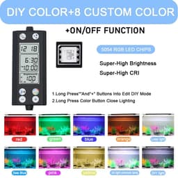 image-30-60cm Aquarium 24/7 Full Spectrum Lighting LED Light With Thermometer And Memory Function Fish Tank Plant Lamp IP68 100V-240V