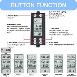 image-30-60cm Aquarium 24/7 Full Spectrum Lighting LED Light With Thermometer And Memory Function Fish Tank Plant Lamp IP68 100V-240V