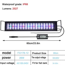 image-30-60cm Aquarium 24/7 Full Spectrum Lighting LED Light With Thermometer And Memory Function Fish Tank Plant Lamp IP68 100V-240V