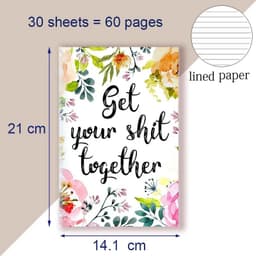 image-A5 Notebook Get Tour Shit Together UniqueFloral Cover Motivational Note Book Budget Checklist Journal Diary Inspiring Quote