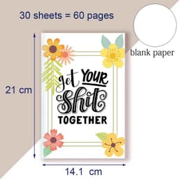 image-A5 Notebook Get Tour Shit Together UniqueFloral Cover Motivational Note Book Budget Checklist Journal Diary Inspiring Quote