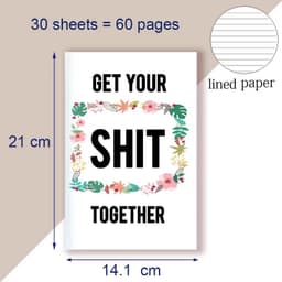 image-A5 Notebook Get Tour Shit Together UniqueFloral Cover Motivational Note Book Budget Checklist Journal Diary Inspiring Quote