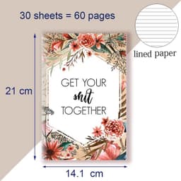 image-A5 Notebook Get Tour Shit Together UniqueFloral Cover Motivational Note Book Budget Checklist Journal Diary Inspiring Quote