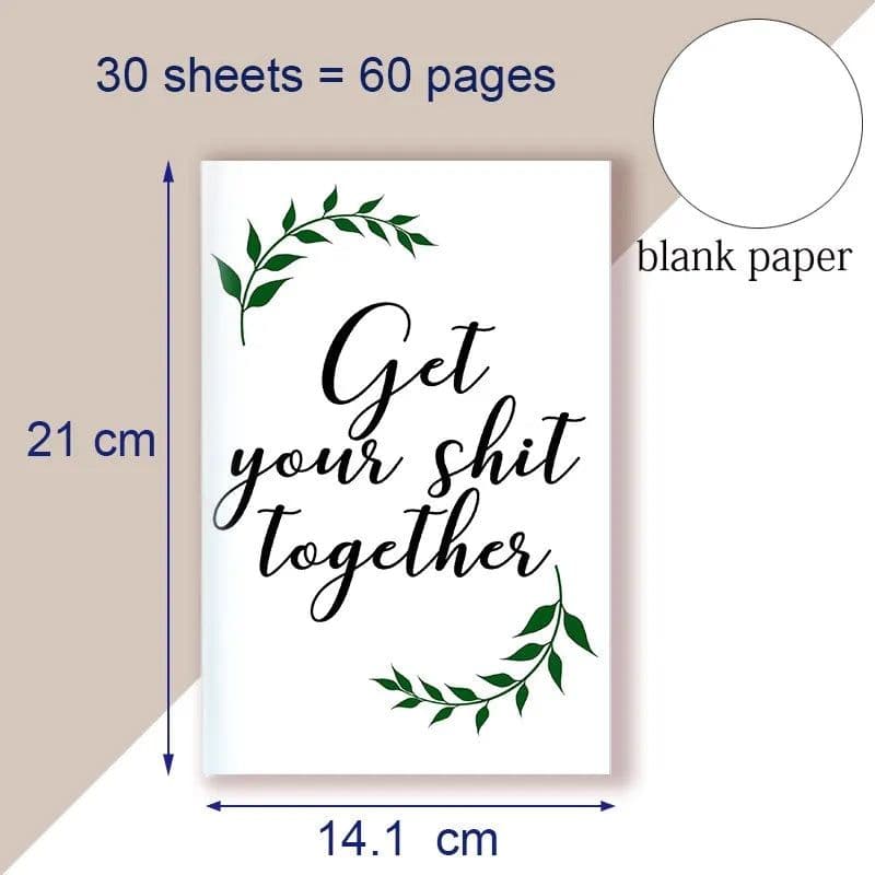 image-A5 Notebook Get Tour Shit Together UniqueFloral Cover Motivational Note Book Budget Checklist Journal Diary Inspiring Quote