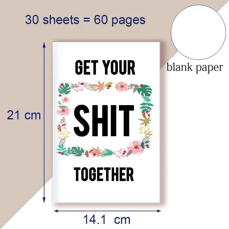 image-A5 Notebook Get Tour Shit Together UniqueFloral Cover Motivational Note Book Budget Checklist Journal Diary Inspiring Quote