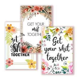 image-A5 Notebook Get Tour Shit Together UniqueFloral Cover Motivational Note Book Budget Checklist Journal Diary Inspiring Quote