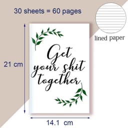 image-A5 Notebook Get Tour Shit Together UniqueFloral Cover Motivational Note Book Budget Checklist Journal Diary Inspiring Quote